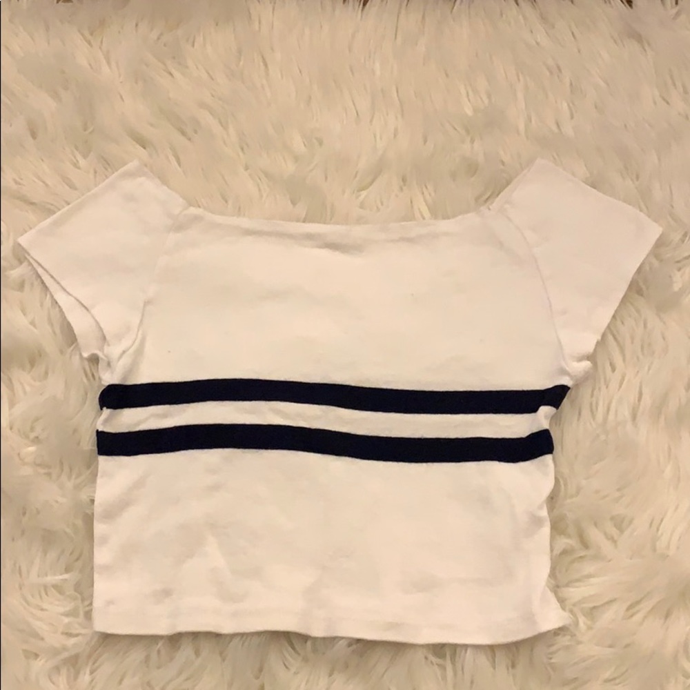 never worn off the shoulder striped brandy shirt!